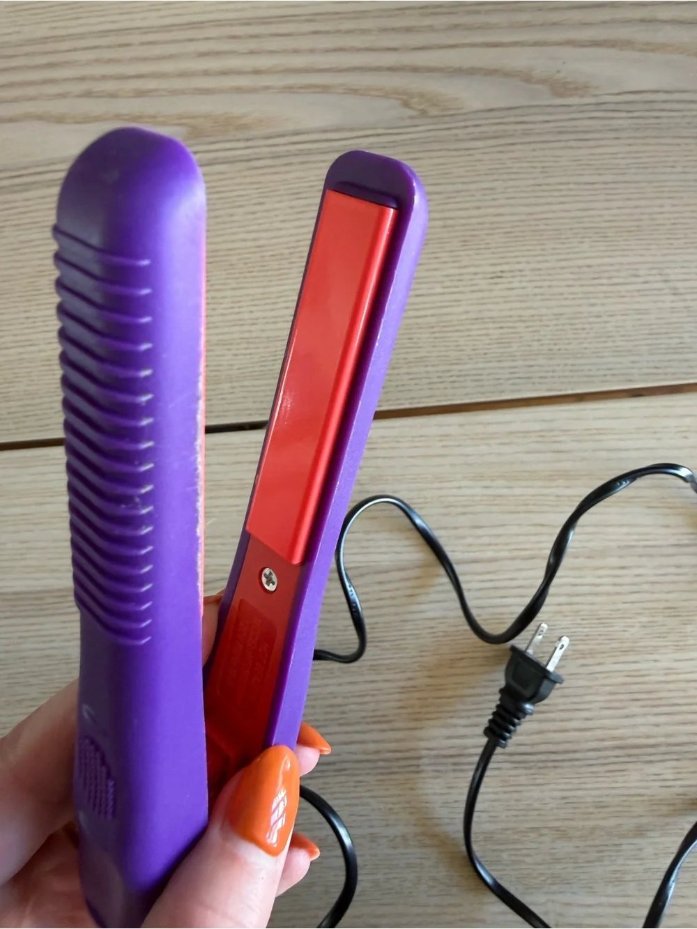 Purple Mini Hair Straightener with Red Plates